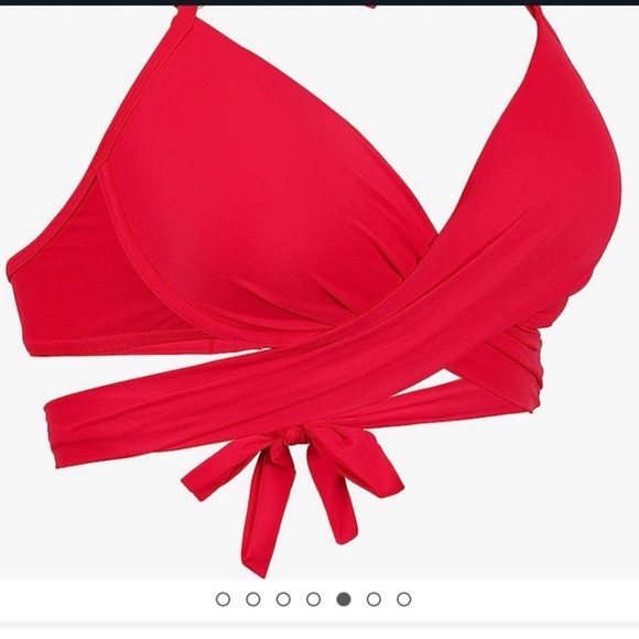 NWT Carmen Marc Valvo Swim Sense Red scarlet Wrap Top - Picture 2 of 12